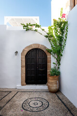 Beautiful medieval architecture of Lindos town in Rhodes, Greece.