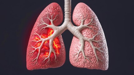 Chronic Lower Respiratory disease concept. Anatomical illustration of human lungs highlighting respiratory health.