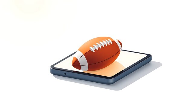 American football on smartphone screen, mobile sports betting concept, online game streaming on digital device