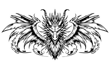 dragon head with outstretched wings