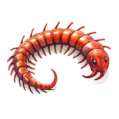 Fototapeta premium Vibrant Orange Centipede in Detailed Illustration