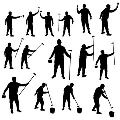 Wall painter vector silhouettes