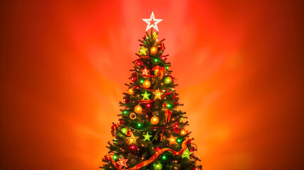 Obraz premium Long Exposure Christmas Tree with Strong Lighting, Gradient Transitions, and Seamless Color Blending