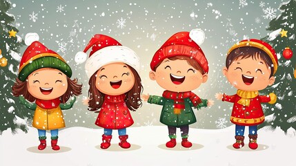 A Celebration of Christmas tree, Santa Claus with gift box, champagne and Beautiful Christmas holiday frame of fir branches with happy new year 2025