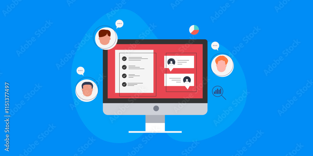 Poster team project management software, team communication and task accomplishment, performance analytics 