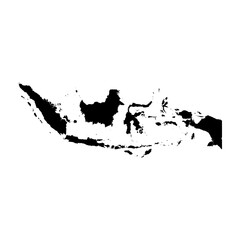 Indonesia high detailed vector representation of country silhouette in solid black on white background. For educational, decorative, or informational use showcasing the national outline.