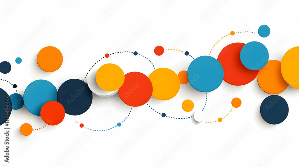 Poster colorful connected circles abstract background for website banner design.