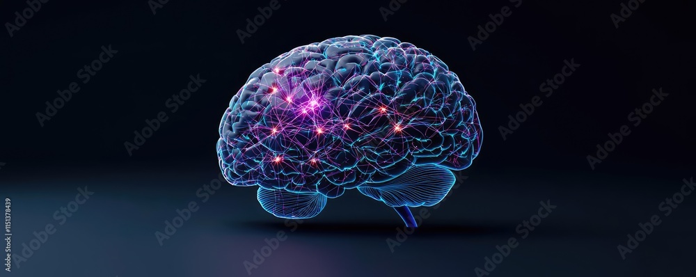 Poster epilepsy disease concept. futuristic representation of a brain with glowing connections and vibrant 