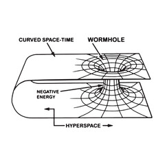 Illustration of curved space-time wormhole