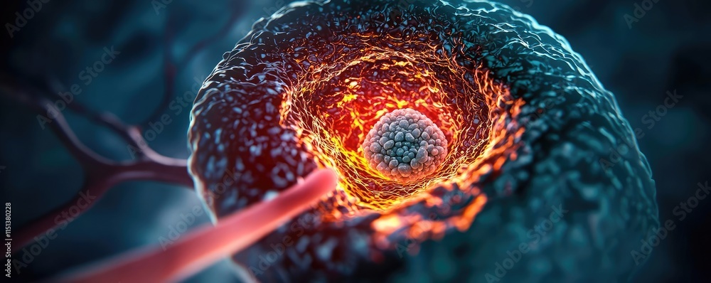 Poster kidney disease idea. detailed view of a cell illustrating complex biological processes at the micros
