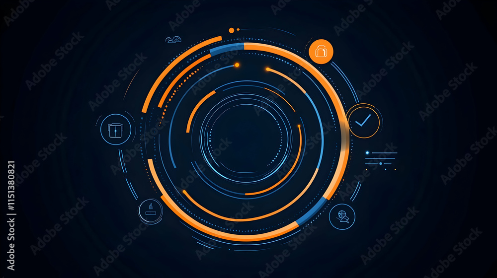 Poster futuristic circular tech interface hud overlay.