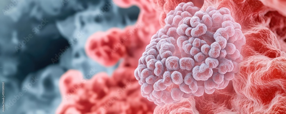 Poster chronic lower respiratory disease concept. close-up view of intricate cellular structures highlighti