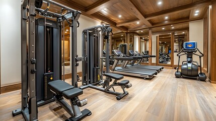 Fototapeta premium Upscale gym with modern equipment for Perfect a luxurious workout concept.