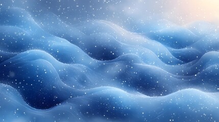 an abstract vector wallpaper of a frozen river, using wavy shapes and icy blue gradients to symbolize water and frost. snowflakes and bubbles are scattered across the design. 