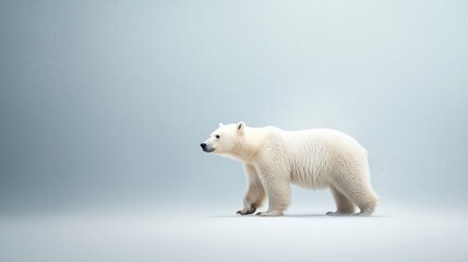 Fototapeta premium Majestic Polar Bear Walking in Minimalist Setting