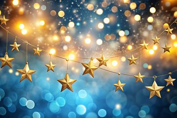 Hanging Golden Stars And String Lights On Garlands. Holiday Glow. Stars. Gold. String. Lights. Sparkle.
Christmas, lights, golden, garlands, stars, festive, sparkle, holiday decor, string lights.