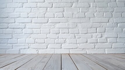  a blank whitewashed brick wall with copy space