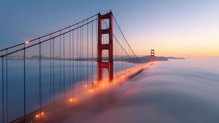 Obraz premium Golden Gate Bridge shrouded in morning mist