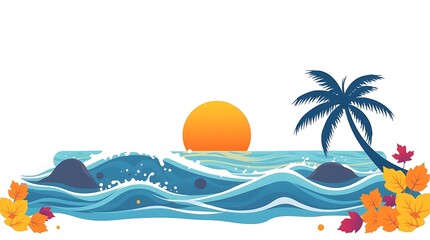 Fototapeta premium Wave illustration with boat