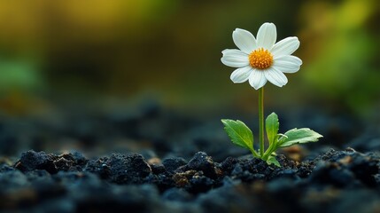 Growing little white flower