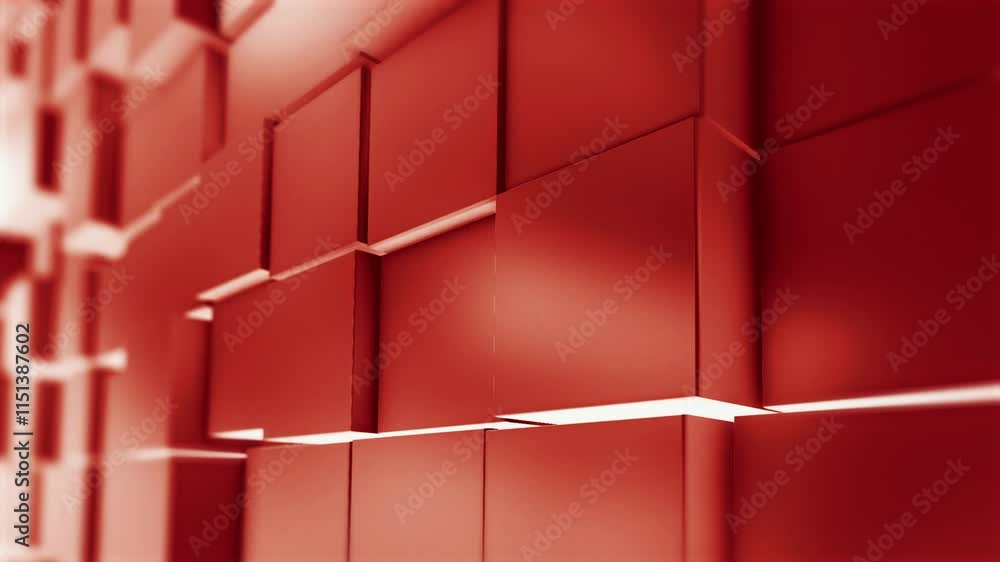 Poster abstract container shape, 4k background random motion, 3d dark animation.