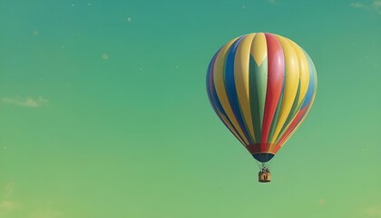 Obraz premium Colorful hot air balloon flying in the sky, vibrant travel adventure concept