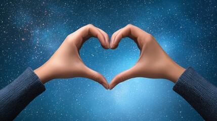 Obraz premium hands forming a heart shape against a stunning cosmic backdrop