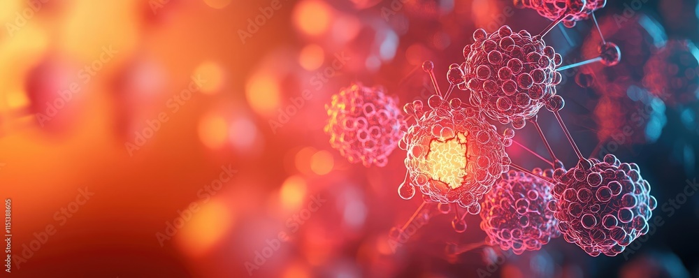 Poster gastroesophageal reflux disease concept. abstract representation of molecular structure in vibrant c