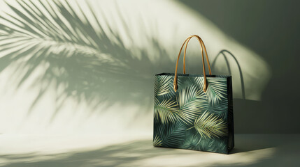 stylish shopping bag with tropical leaf design, perfect for wellness and kitchenware shopping. Its elegant look and sturdy handles make it great accessory for eco friendly living