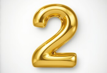 Naklejka premium Golden Number Two: A Shiny, Reflective Digit