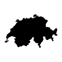 Switzerland high detailed vector representation of country silhouette in solid black on white background. For educational, decorative, or informational use showcasing the national outline.