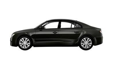 Side view of a black sedan in 3D