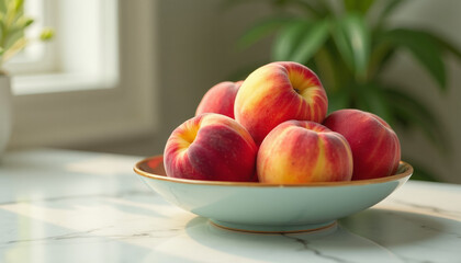 Ripe Peaches in a Bowl - A Summer Delight