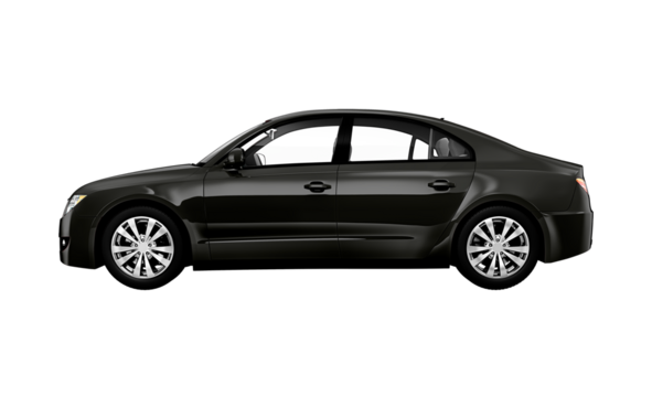 Side view of a black sedan in 3D