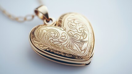 Naklejka premium Elegant Gold Heart Locket Pendant Necklace