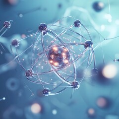 Obraz premium Futuristic 3D Molecular Model with Glowing Atoms