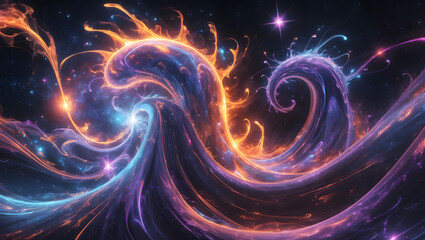 Fototapeta premium Abstract Fractal Light Swirl Design in Fire and Purple Design Galaxy Wallpaper