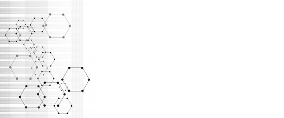 Vector hexagons pattern. Geometric abstract background with simple hexagonal elements. Medical, technology or science design