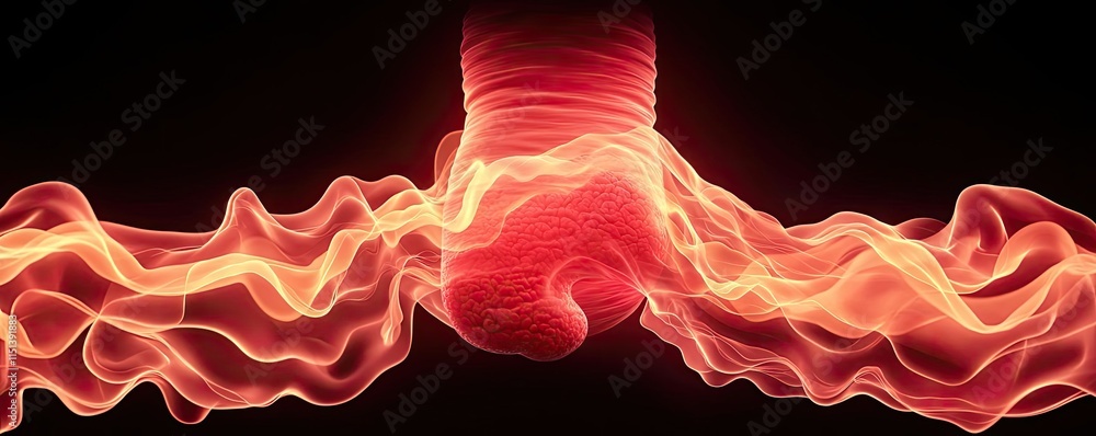 Aufkleber gastroesophageal reflux disease concept. dynamic red waves create a vibrant and energetic visual eff