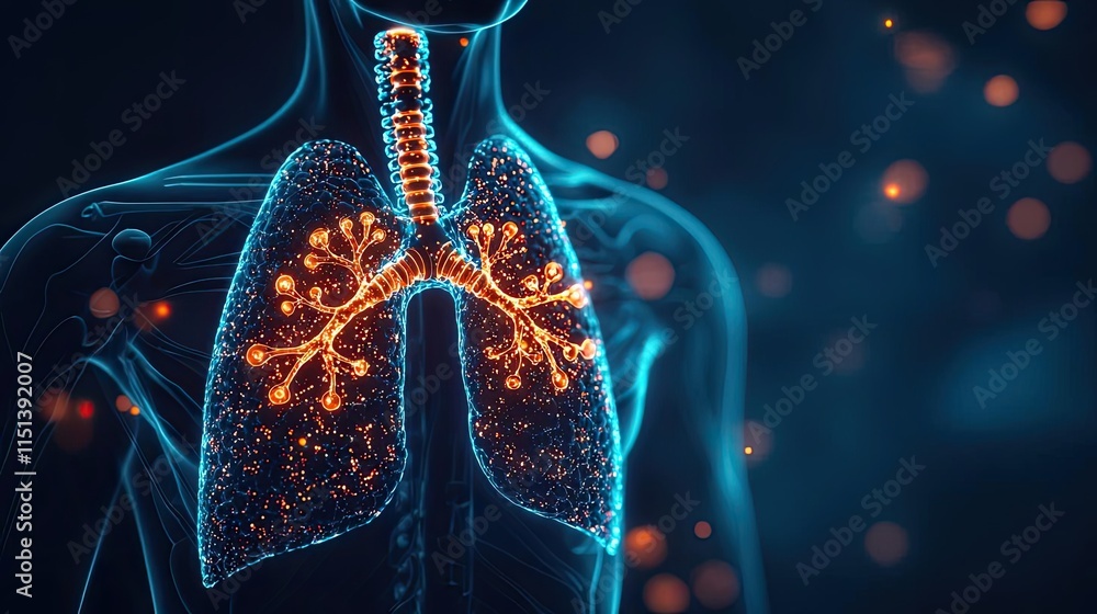 Poster Chronic Obstructive Pulmonary disease idea. Visual representation of human lungs highlighting their structure and function.