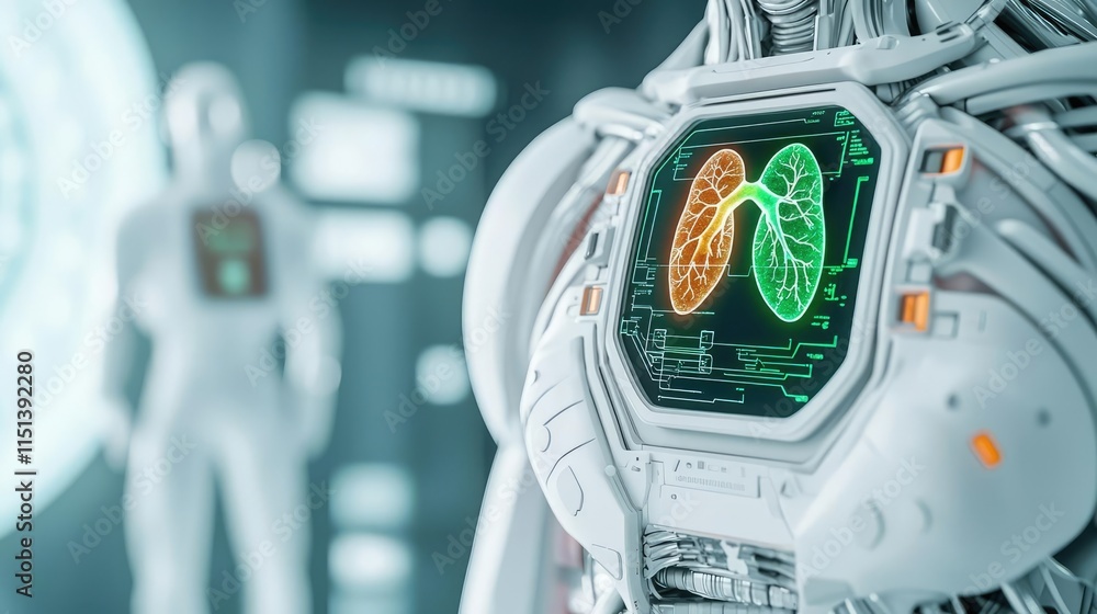 Aufkleber chronic obstructive pulmonary disease idea. futuristic robotic system showcasing advanced health mon