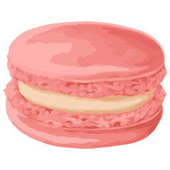 Vectorized hand drawn pink macaron sticker design resource