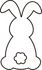 Isolated cute rabbit back outline.
Simple shape of Easter bunny.
Cute rabbit coloring drawing.
Transparent background.