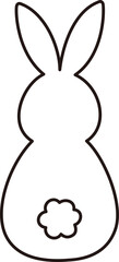 Isolated cute rabbit back outline.
Simple shape of Easter bunny.
Cute rabbit coloring drawing.
Transparent background.