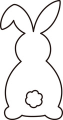 Isolated cute rabbit back outline.
Simple shape of Easter bunny.
Cute rabbit coloring drawing.
Transparent background.