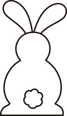 Isolated cute rabbit back outline.
Simple shape of Easter bunny.
Cute rabbit coloring drawing.
Transparent background.