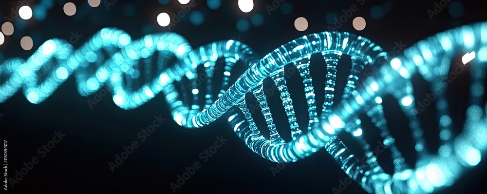 Poster chronic obstructive pulmonary disease idea. abstract close-up of a glowing dna strand showcasing gen