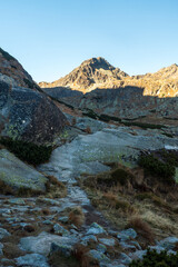 Autumn in High Tatras moountains in Slovakia - Mlynicka dolina valley with peaks above © honza28683