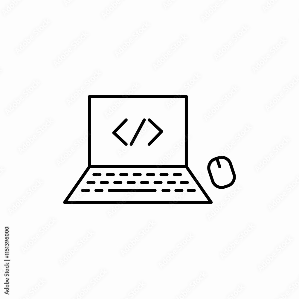 Poster programming development it laptop mouse icon vector sign