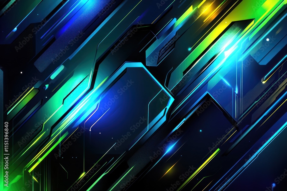 Poster abstract futuristic technology background with vibrant colors and dynamic lines.